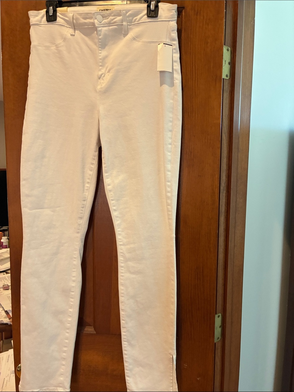 NWT L’AGENCE stretch skinny jean w/ankle slit detail size 31 white